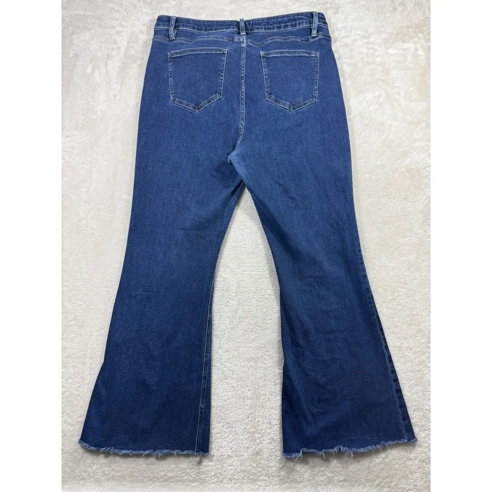 Moco Boutique Womens Flare Raw Hem Stretch Blue Jeans 16W Meas: 35x29